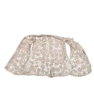 Lace knit roses cottagecore beige sleeveless cardigan size small